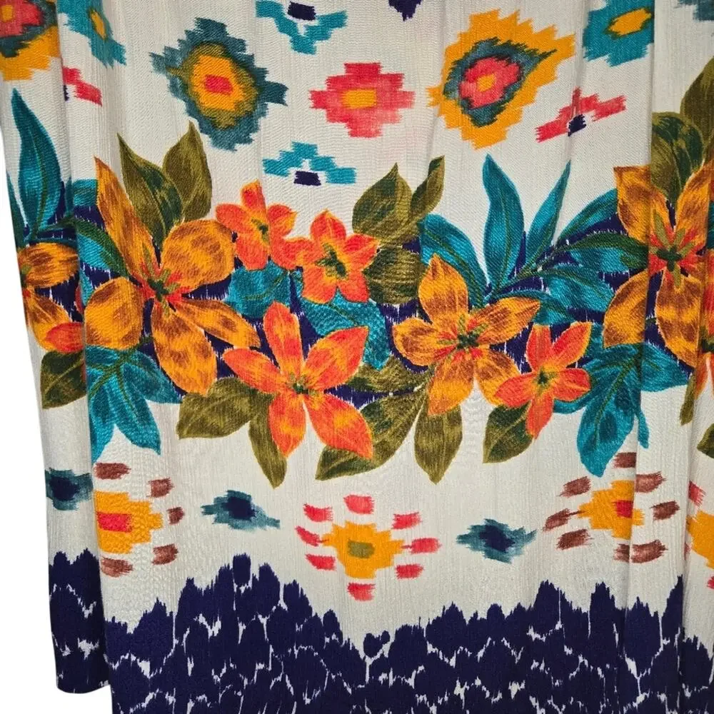 Russ 16 Blue Orange Floral Maxi Skirt [0233]